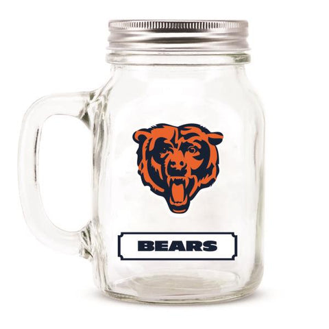 CHICAGO BEARS GLASS MASON JAR W/LID - 20 oz