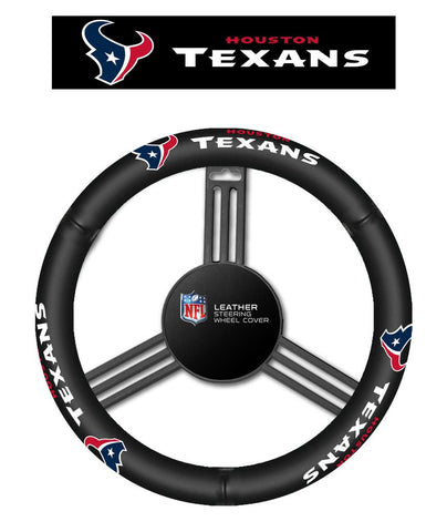 NFL Houston Texans Leather Steering Wheel Cover