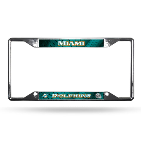 Miami Dolphins License Plate Frame Chrome EZ View
