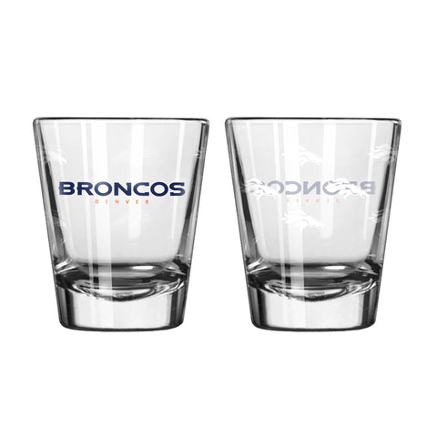 Denver Broncos 2Oz Satin Etch Shot Glasses