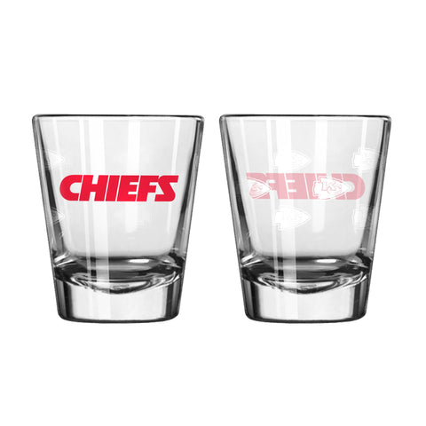 Kansas City Chiefs 2Oz Satin Etch Shot Glasses