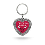 Bulls Rhinestone Heart Keychain