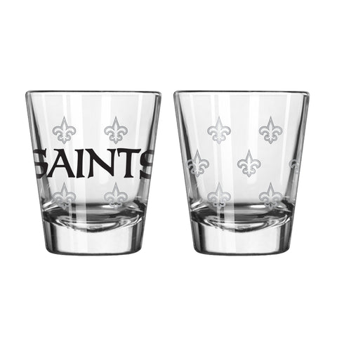 New Orleans Saints 2Oz Satin Etch Shot Glasses