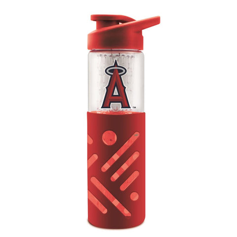 LOS ANGELES ANGELS GLASS WATER BOTTLE W SILICON PROTECTOR SLEEVE 23 OZ
