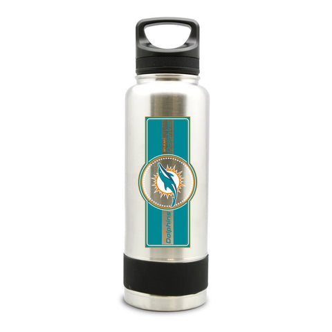 MIAMI DOLPHINS SS STAINLESS STEEL DOUBLE WALL INSULATED THERMO WATER BOTTLE  - (34 oz)