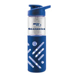SEATTLE SEAHAWKS GLASS WATER BOTTLE W SILICON PROTECTOR SLEEVE 23 OZ
