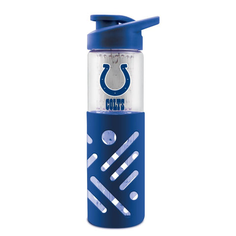 INDIANAPOLIS COLTS GLASS WATER BOTTLE W SILICON PROTECTOR SLEEVE 23 OZ