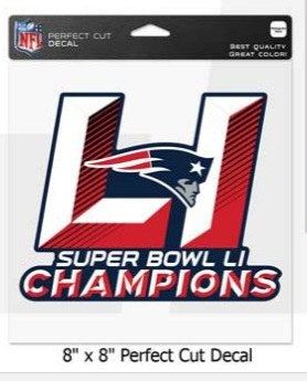 New England Patriots Decal 8x8 Perfect Cut Color Super Bowl 51 Champions Design