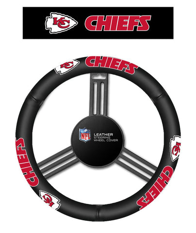 NFL Kansas City Chiefs Leather Steering Wheel Cover