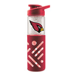ARIZONA CARDINALS GLASS WATER BOTTLE W SILICON PROTECTOR SLEEVE 23 OZ