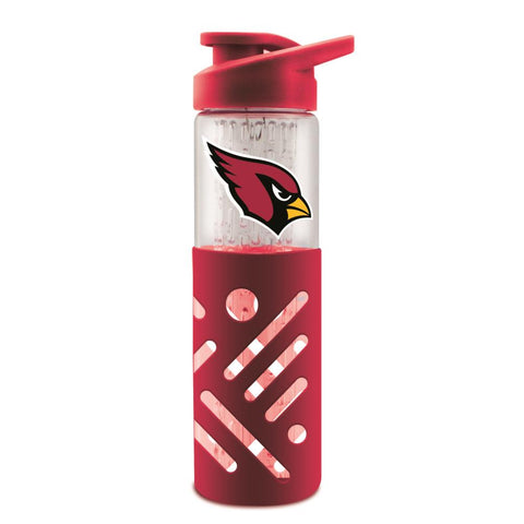 ARIZONA CARDINALS GLASS WATER BOTTLE W SILICON PROTECTOR SLEEVE 23 OZ