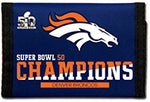 Denver Broncos Wallet Nylon Trifold Super Bowl 50 Champion