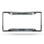 San Antonio Spurs License Plate Frame Chrome EZ View