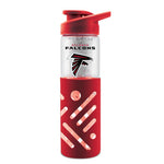 ATLANTA FALCONS GLASS WATER BOTTLE W SILICON PROTECTOR SLEEVE 23 OZ