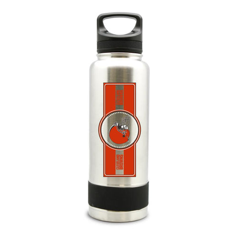 CLEVELAND BROWNS SS STAINLESS STEEL DOUBLE WALL INSULATED THERMO WATER BOTTLE  - (34 oz)