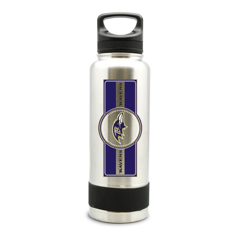 BALTIMORE RAVENS SS STAINLESS STEEL DOUBLE WALL INSULATED THERMO WATER BOTTLE  - (34 oz)