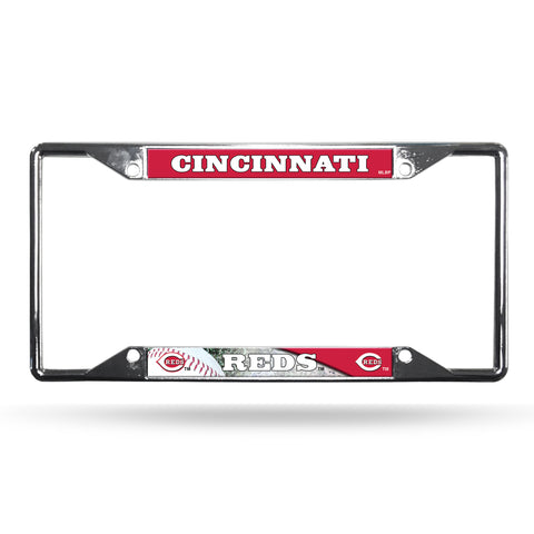 Cincinnati Reds License Plate Frame Chrome EZ View