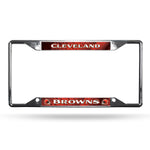 Cleveland Browns License Plate Frame Chrome EZ View