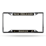 New Orleans Saints License Plate Frame Chrome EZ View