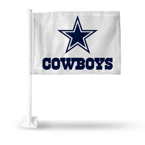 Dallas Cowboys White With Primary Logo And Wordmark Car Flag
