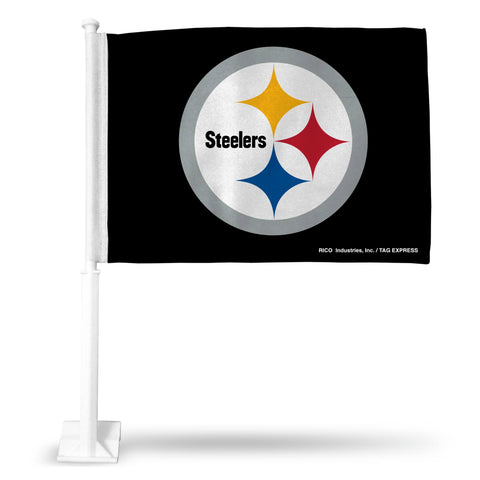 Steelers Circle Logo On Black Car Flag