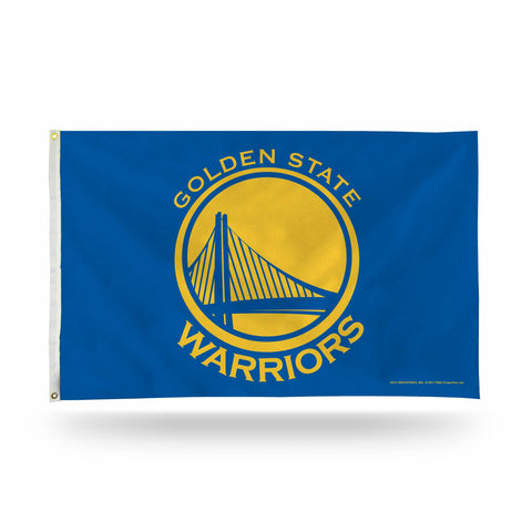 Golden St Warriors Banner Flag - Blue Background