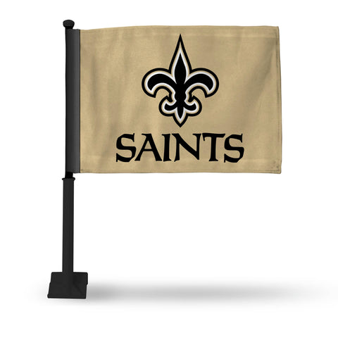 Saints Tan Car Flag - Black Pole