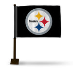 Steelers "Cicle Logo" Car Flag - Black Pole