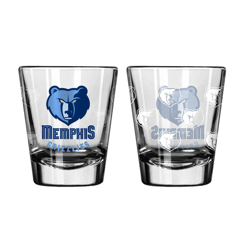 Memphis Grizzlies 2Oz Satin Etch Shot Glasses