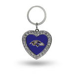 Ravens Rhinestone Heart Keychain