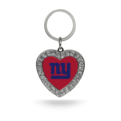 New York Giants Rhinestone Heart Keychain