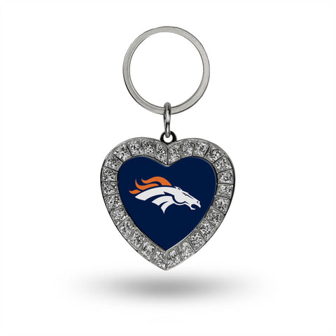 Broncos Rhinestone Heart Keychain