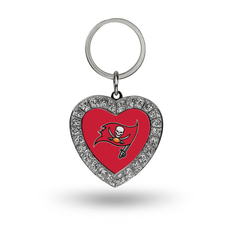 Buccaneers Rhinestone Heart Keychain