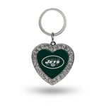 Jets Rhinestone Heart Keychain