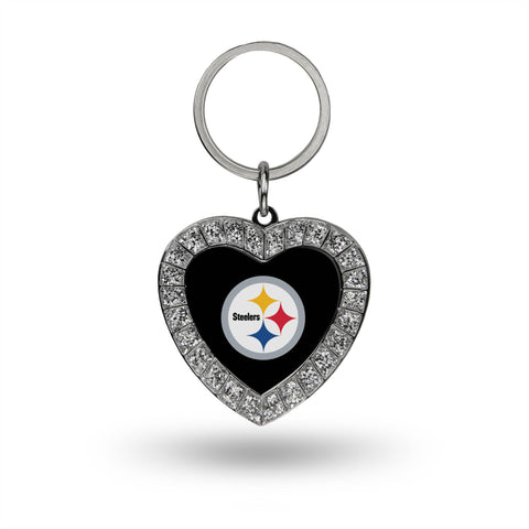 Steelers Rhinestone Heart Keychain