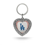 Dodgers Rhinestone (La Cap Logo) Heart Keychain