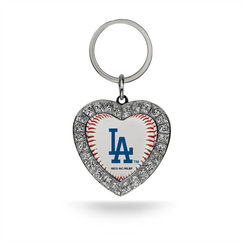 Dodgers Rhinestone (La Cap Logo) Heart Keychain