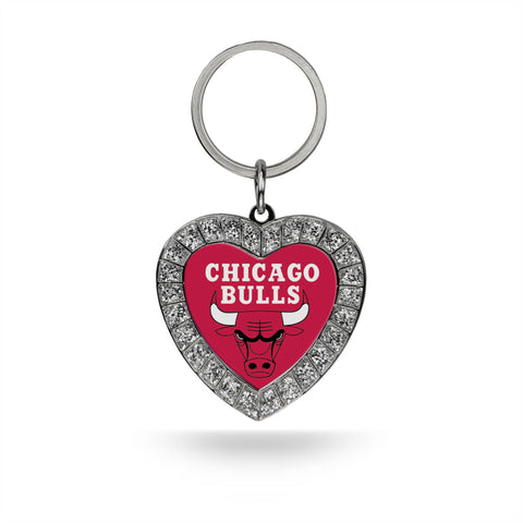 Bulls Rhinestone Heart Keychain
