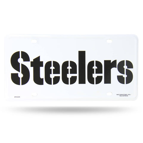 Steelers Wordmark Metal Tag (White)