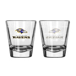 Baltimore Ravens 2Oz Satin Etch Shot Glasses