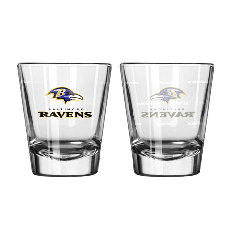 Baltimore Ravens 2Oz Satin Etch Shot Glasses