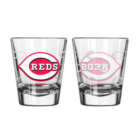 Cincinnati Reds 2Oz Satin Etch Shot Glasses