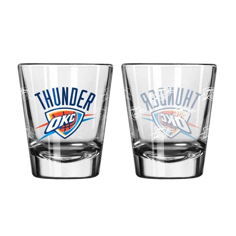 Oklahoma City Thunder 2Oz Satin Etch Shot Glasses