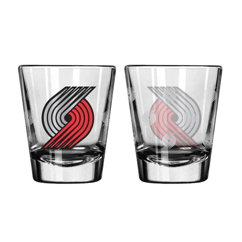 Portland Trail Blazers 2Oz Satin Etch Shot Glasses