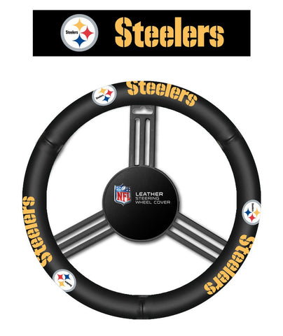 NFL Pittsburgh Steelers Leather Steering Wheel Cover