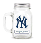 NEW YORK YANKEES GLASS MASON JAR W/LID - 20 oz