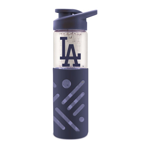 LOS ANGELES DODGERS GLASS WATER BOTTLE W SILICON PROTECTOR SLEEVE 23 OZ