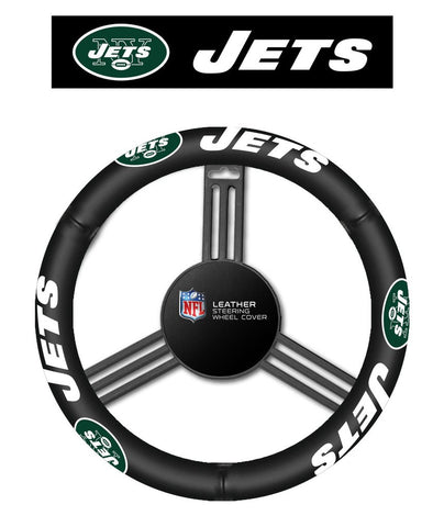 NFL New York Jets Leather Steering Wheel Cover