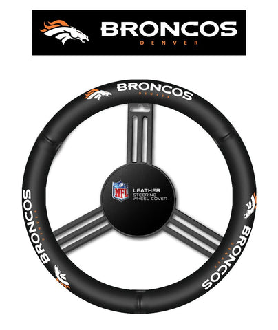 NFL Denver Broncos Leather Steering Wheel Cover